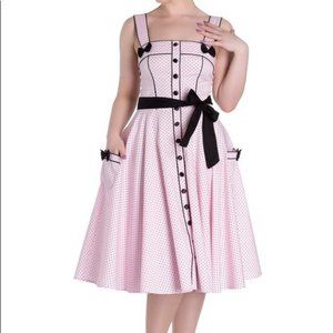 Hell Bunny Martie Polka Dot Pink Swing Dress— Large— Pinup / 50s / rockabilly